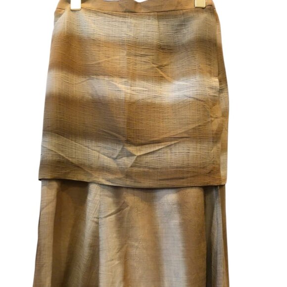 Dresses & Skirts - Layered Earth-Tone Maxi Skirt – Textured Ombre Effect